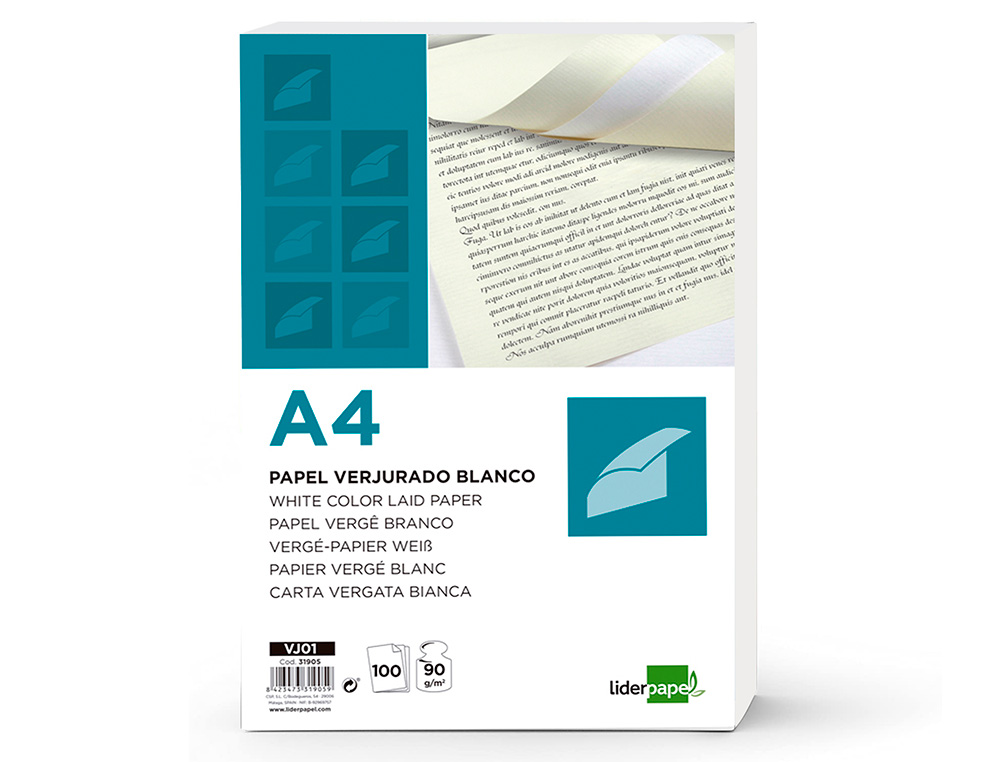 Papel verge liderpapel din a4 90 gr branco pack de 100 folhas ( Imagem 3 de 11 ) - Preview