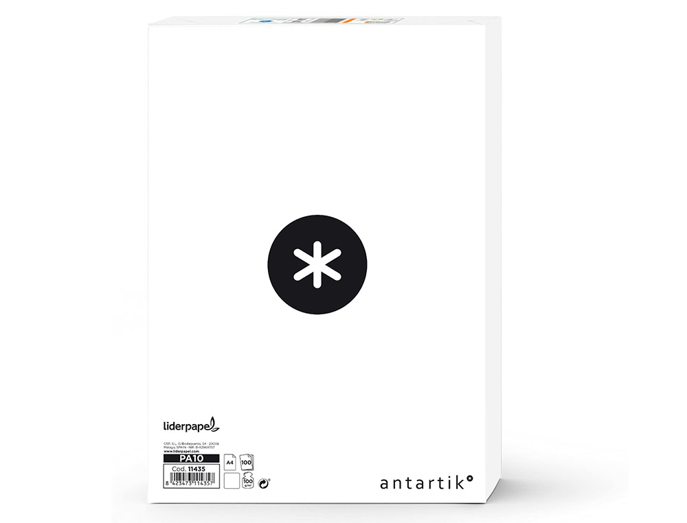 Papel Liderpapel A4 Antartik - 100g/m2 - Embalagem de 100 folhas - Branco Liso ( Imagem 2 de 4 ) - Preview