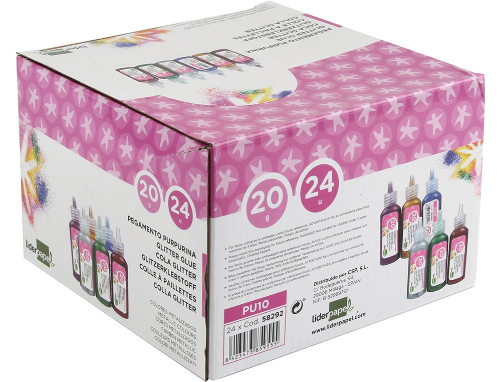 Cola purpurina liderpapel fantasia cores metalicas sortidas frasco 20 gr ( Imagem 2 de 6 ) - Preview