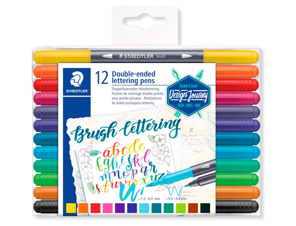 Marcador staedtler 3004 dupla ponta para hand lettering estojo de 12 unidades cores sortidas ( Imagem 3 de 7 ) - Preview