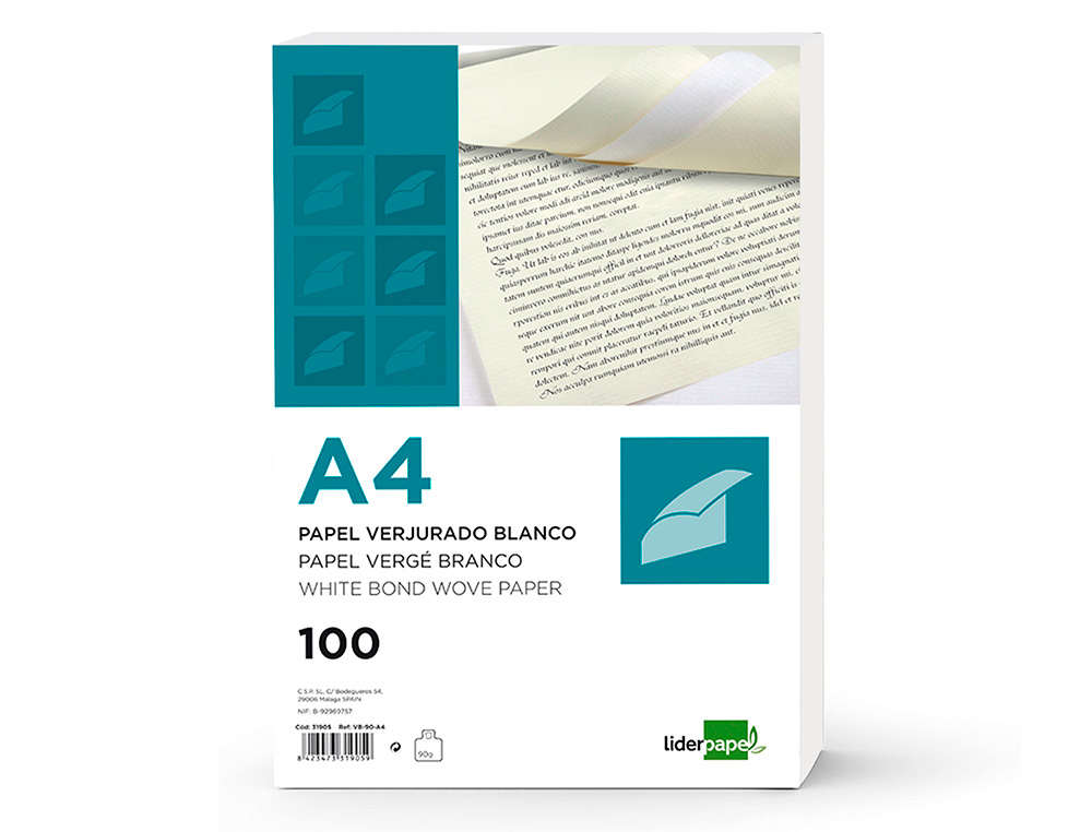 Papel verge liderpapel din a4 120 gr branco pack de 100 folhas ( Imagem 3 de 11 ) - Preview