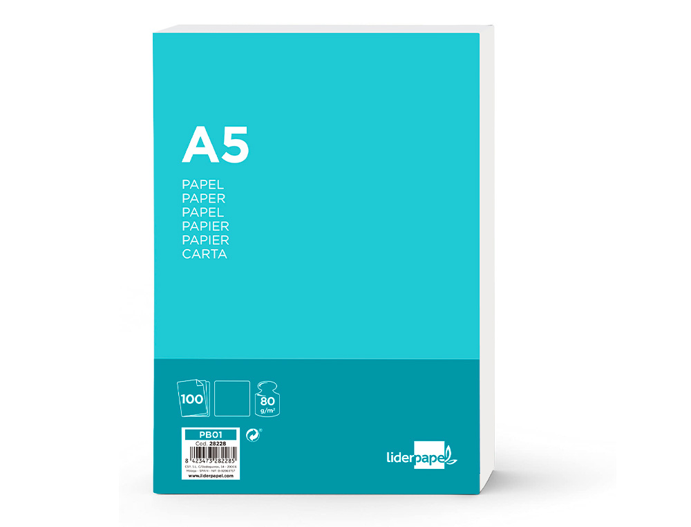 Papel de escrita 80 grs. liderpapel, liso a5, 100 folhas ( Imagem 2 de 12 ) - Preview