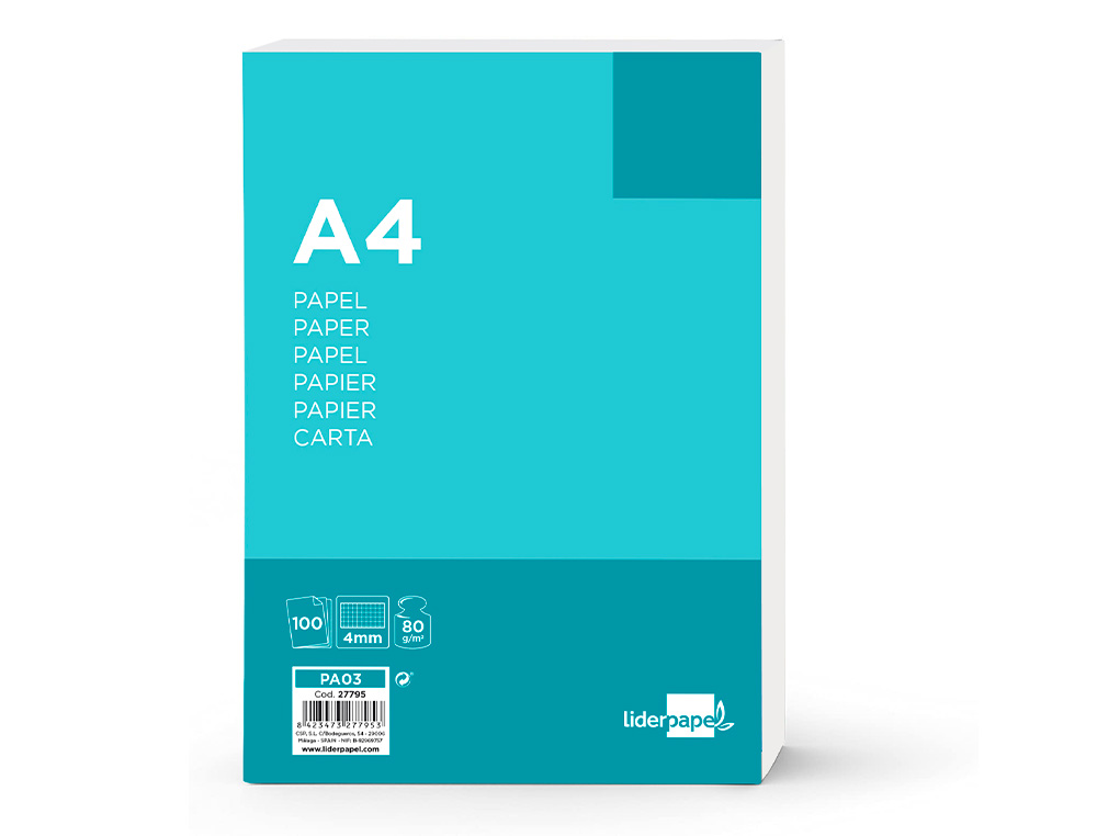 Papel liderpapel de escrita 80 gr quadriculado, s/furos ( Imagem 4 de 14 ) - Preview