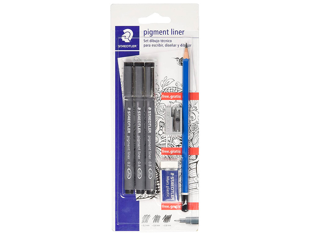 Rotulador staedtler calibrado micrometrico 308 negro blister de 3 und + goma lapiz y sacapuntas de regalo ( Imagem 2 de 5 ) - Preview