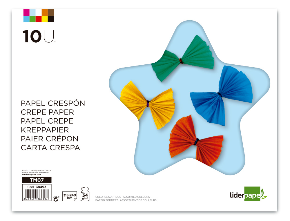 Bloco trabalhos manuais liderpapel folio papel crepe 10 folhas sortidas ( Imagem 2 de 10 ) - Preview