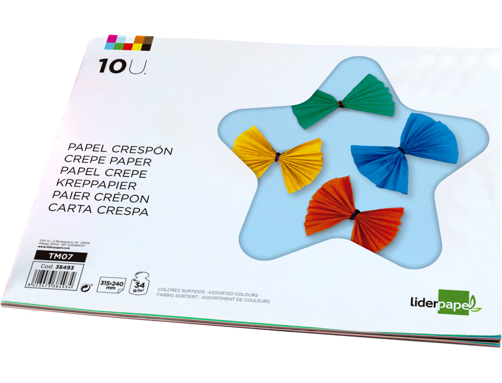 Bloco trabalhos manuais liderpapel folio papel crepe 10 folhas sortidas ( Imagem 3 de 10 ) - Preview
