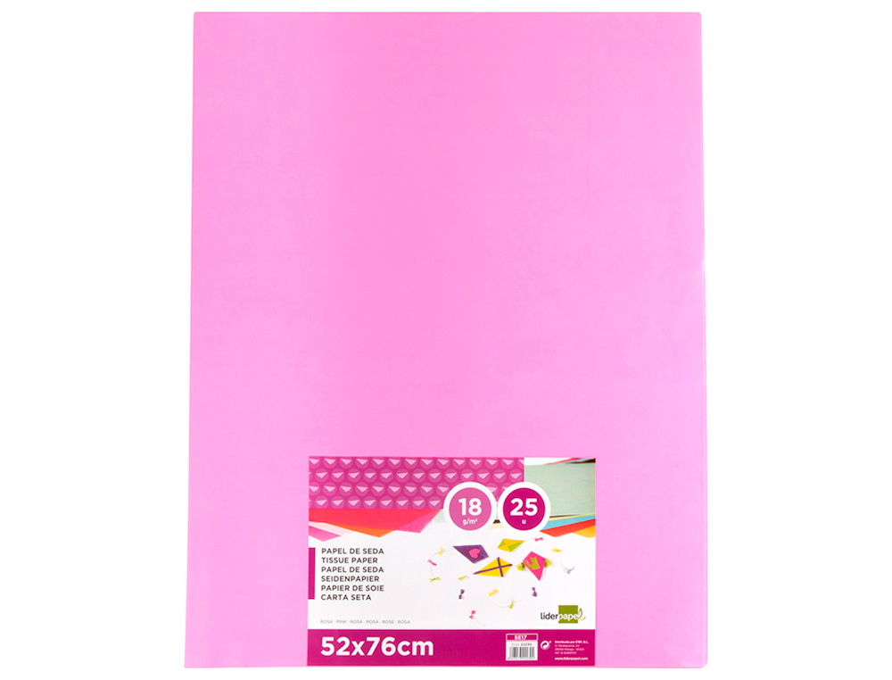 Papel seda liderpapel 52 x 76 cm 18 gr rosa pack 25 folhas ( Imagem 2 de 6 ) - Preview