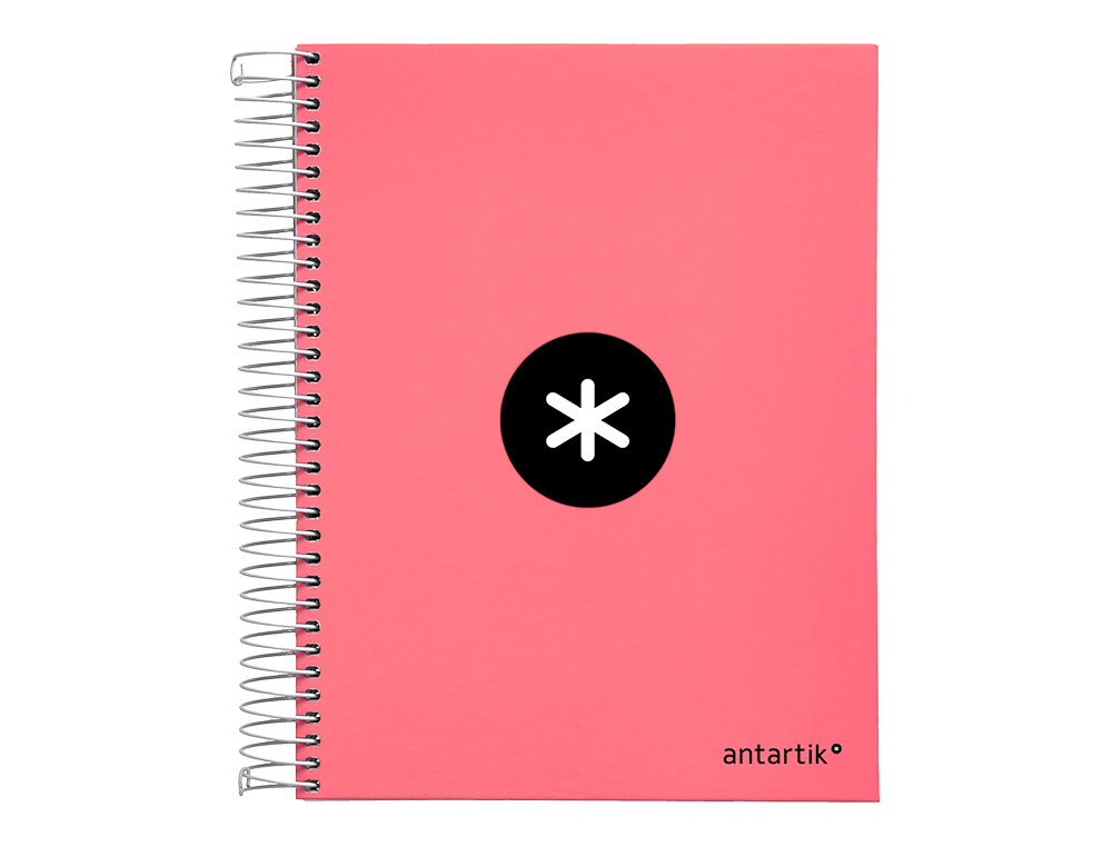 Spiral notebook, Liderpapel Din A5, Antarctica brand, 120 sheets, 100 gsm paper, 5 mm grid, 5 colored bands, coral color. ( Imagem 2 de 12 ) - Preview