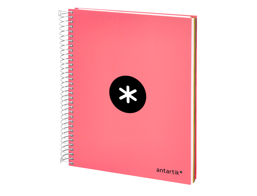 Spiral notebook, Liderpapel Din A5, Antarctica brand, 120 sheets, 100 gsm paper, 5 mm grid, 5 colored bands, coral color. ( Imagem 5 de 12 ) - Preview