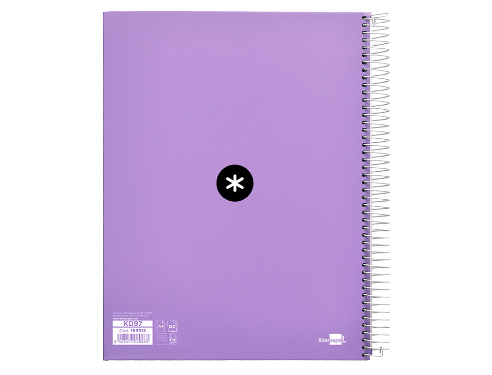 Caderno espiral liderpapel din a4 antartik capa forrada 120f 100 gr pautado 5 bandas 4 furos cor lavanda ( Imagem 4 de 23 ) - Preview
