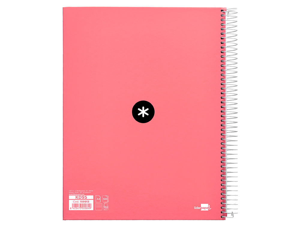 Caderno espiral liderpapel din a4 antartik capa forrada 120f 100 gr pautado 5 bandas 4 furos cor coral ( Imagem 3 de 16 ) - Preview