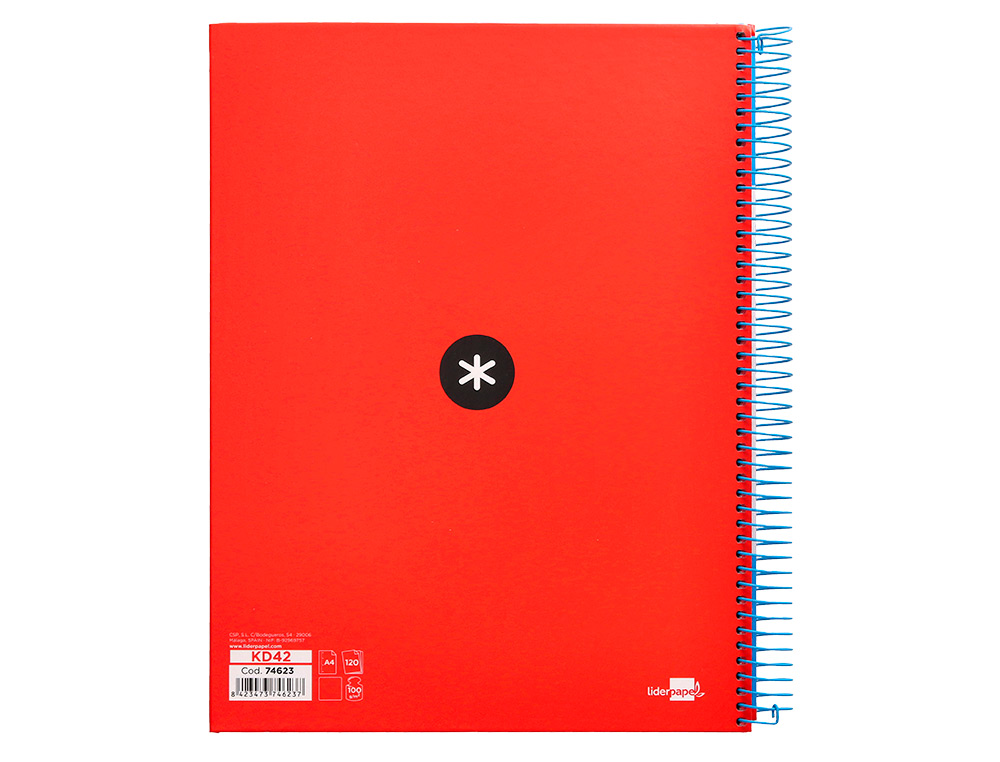 Caderno espiral liderpapel din a4 antartik 120 f 100 gr quadricula 5mm 5 bandas de cores cores sortidas (12 unidades) ( Imagem 5 de 12 ) - Preview