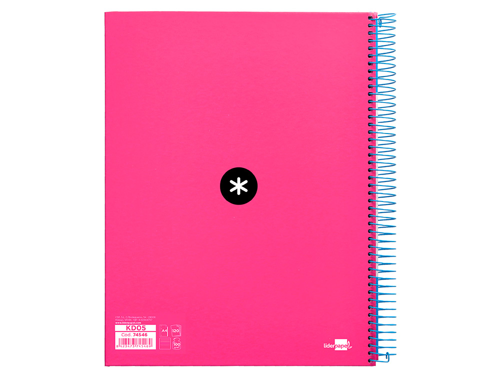 Caderno espiral liderpapel din a4 antartik capa forrada 120 f 100 gr pautado 5 bandas de cores 4 furos cor rosa f. ( Imagem 4 de 12 ) - Preview