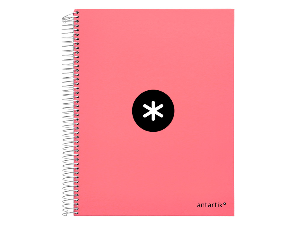 Caderno espiral liderpapel din a4 antartik 120 f 100 gr quadricula 5mm 5 bandas de cores cor coral ( Imagem 2 de 12 ) - Preview