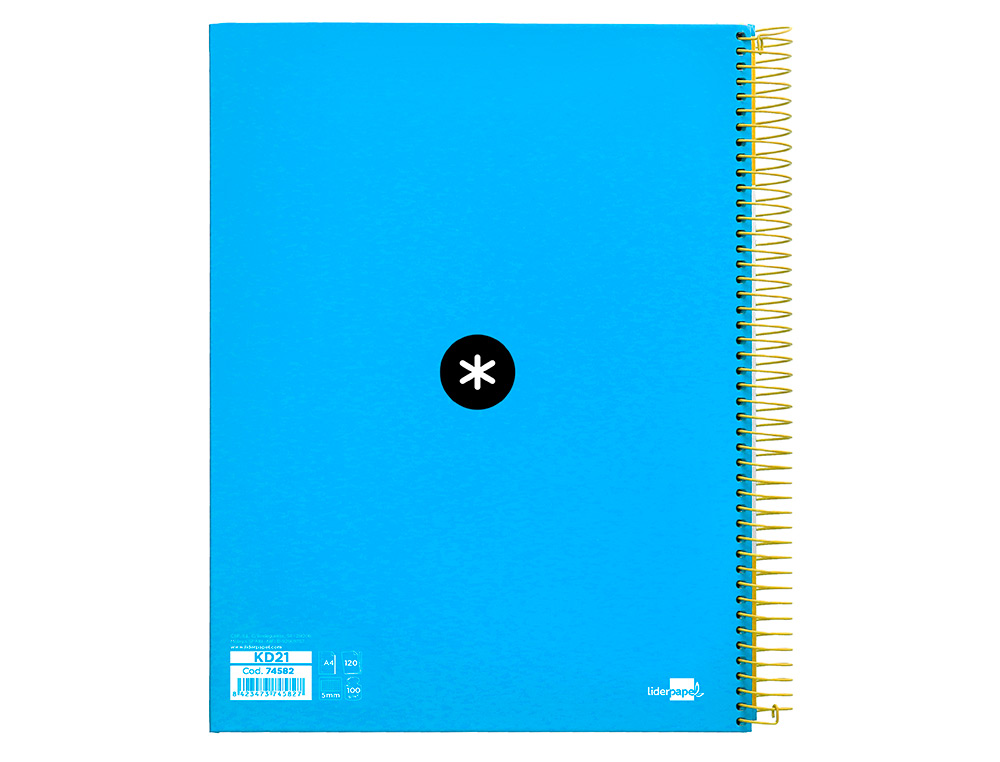 Caderno espiral liderpapel din a4 antartik 120 f 100 gr quadricula 5 mm 5 bandas de cores cor azul ( Imagem 4 de 12 ) - Preview