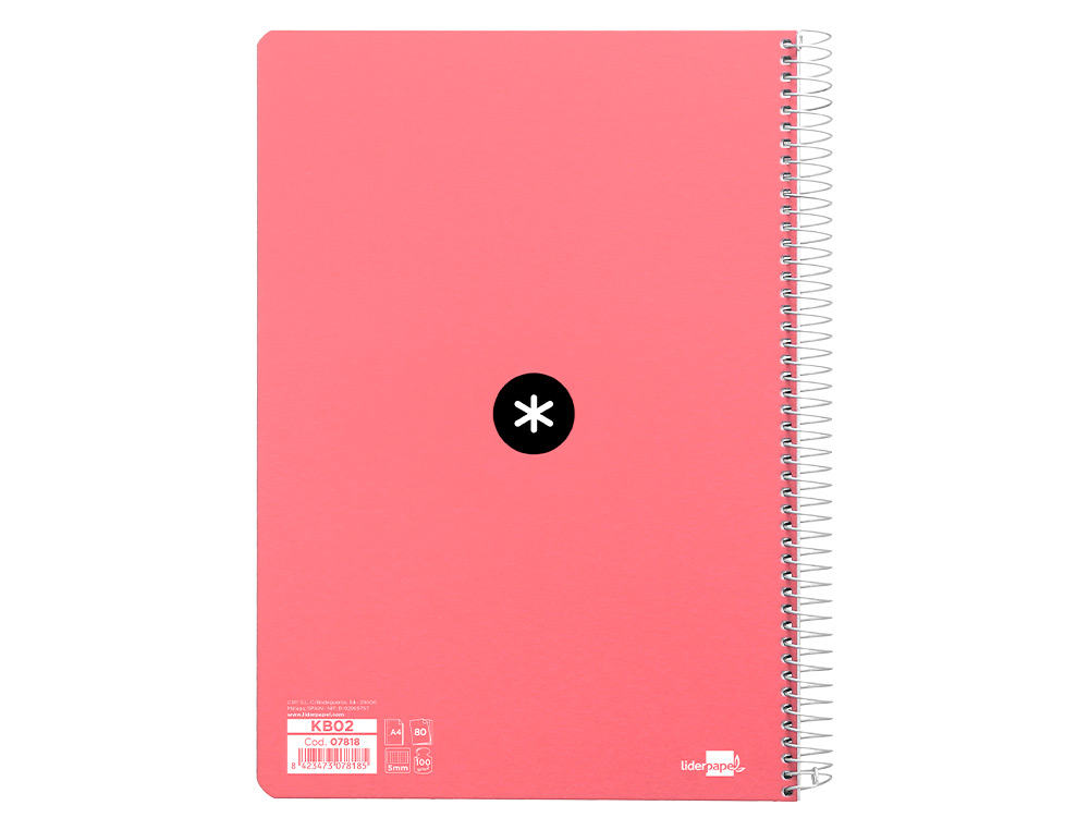 Caderno espiral liderpapel din a4 antartik capa extradura 80 f 100 gr quadricula 5 mm com margem cor coral ( Imagem 4 de 13 ) - Preview