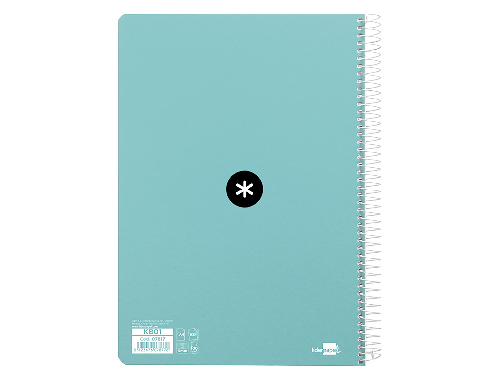 Caderno espiral liderpapel din a4 antartik capa extradura 80 f 100 gr quadricula 5 mm com margem cor menta ( Imagem 4 de 13 ) - Preview