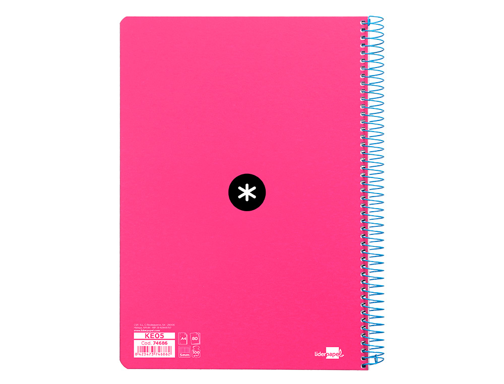 Caderno Espiral Liderpapel - Antartik A4 - Capa Extradura 80f de 100gr, Quadricula 5mm C/Margem Cor Rosa Fluorescente ( Imagem 3 de 13 ) - Preview