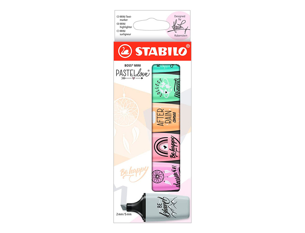 Marcador stabilo boss mini pastel love estojo de 6 unidades cores sortidas ( Imagem 4 de 15 ) - Preview