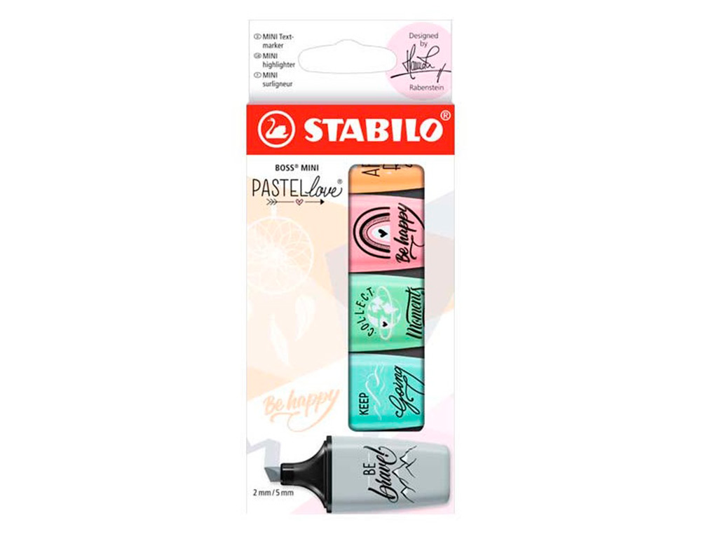 Marcador stabilo boss mini pastel love estojo de 5 unidades cores sortidas ( Imagem 2 de 8 ) - Preview