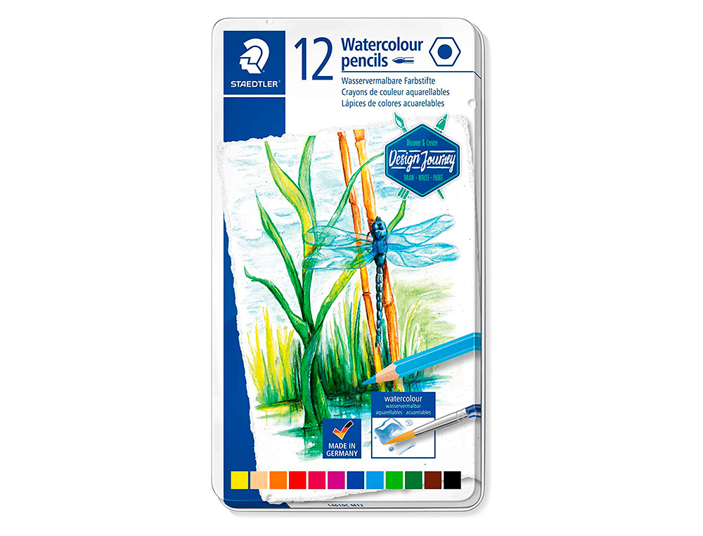 Lápis de cor aguarelável STAEDTLER Design Journey caixa metálica caixa com 12 cores ( Imagem 2 de 6 ) - Preview