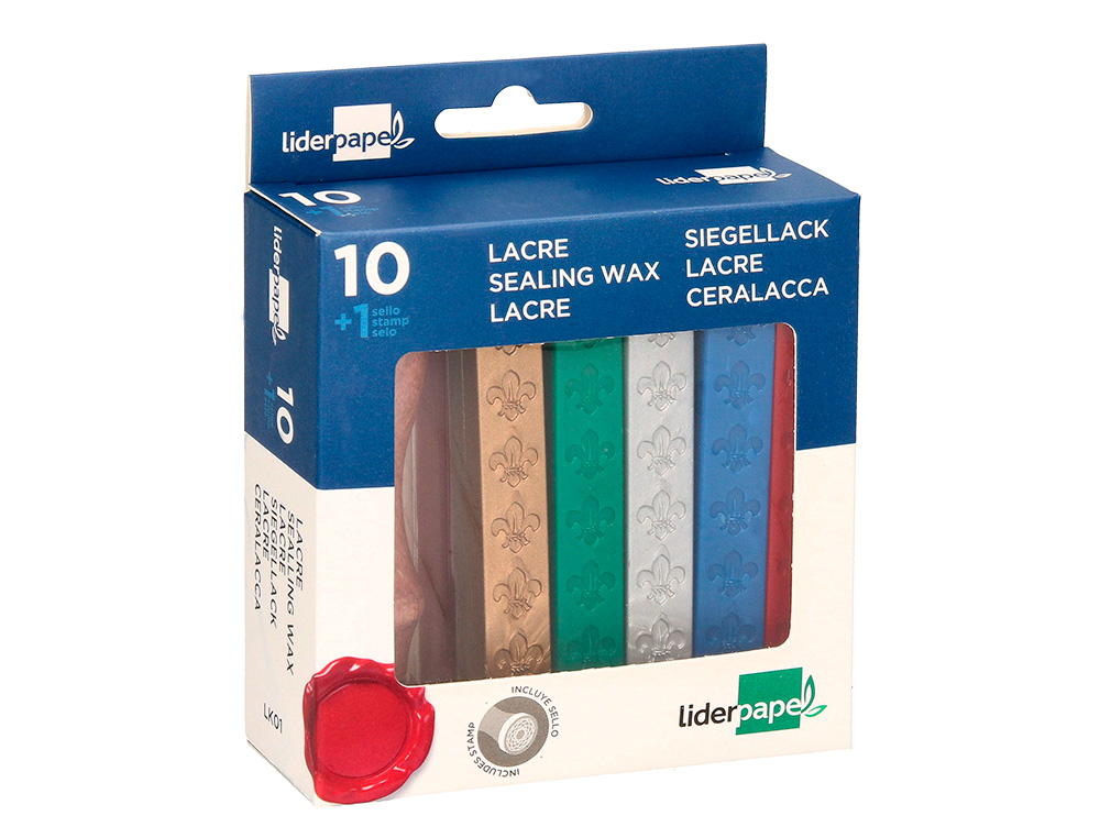 Lacre liderpapel com carimbo de carta conjunto de 10 barras cores sortidas ( Imagem 3 de 17 ) - Preview