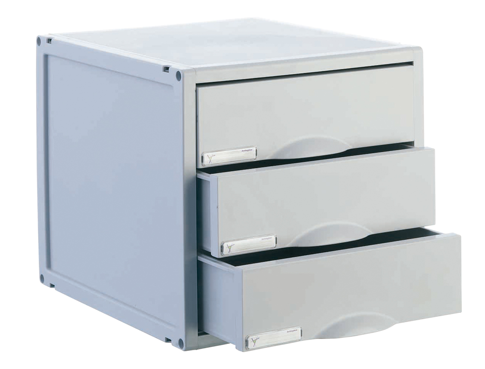 Bloco classificador de secretaria archisystem 3 gavetas cor cinza 356x316x303 mm ( Imagem 4 de 5 ) - Preview