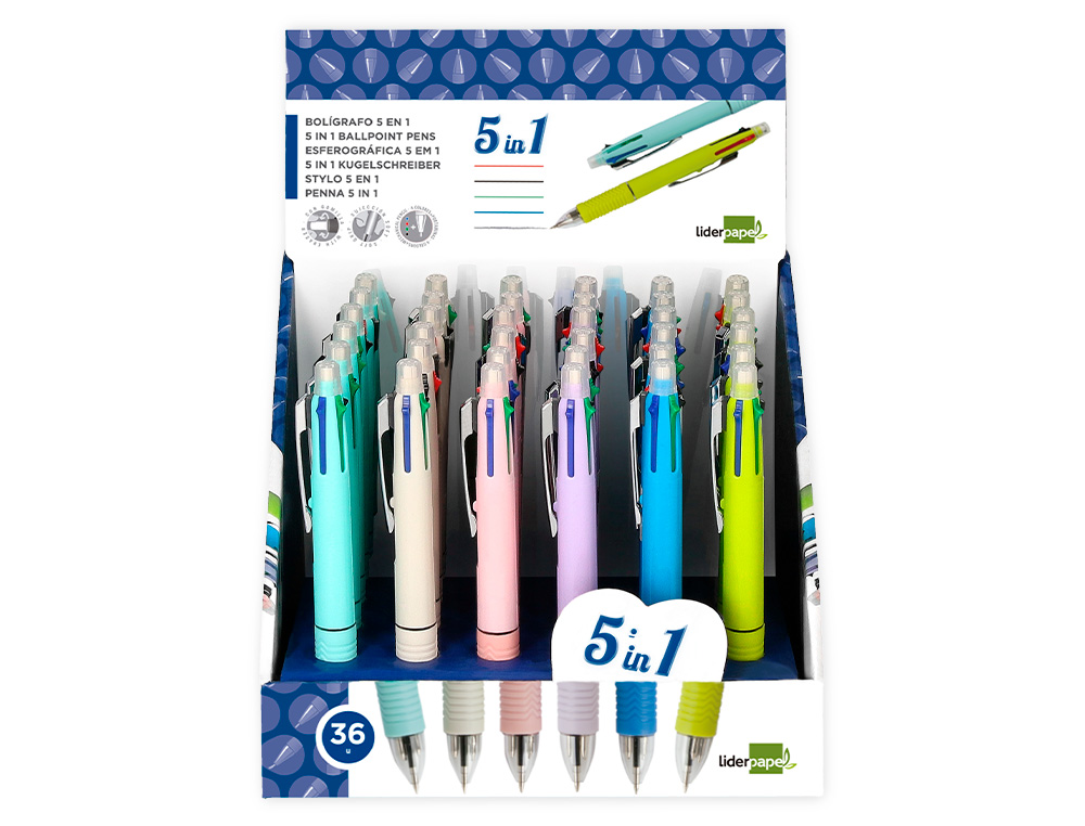 Esferográfica Stetro 5 em 1: Azul, Preto, Vermelho, Verde de 0,7mm e Lapiseira de 0,5mm ( Imagem 2 de 12 ) - Preview