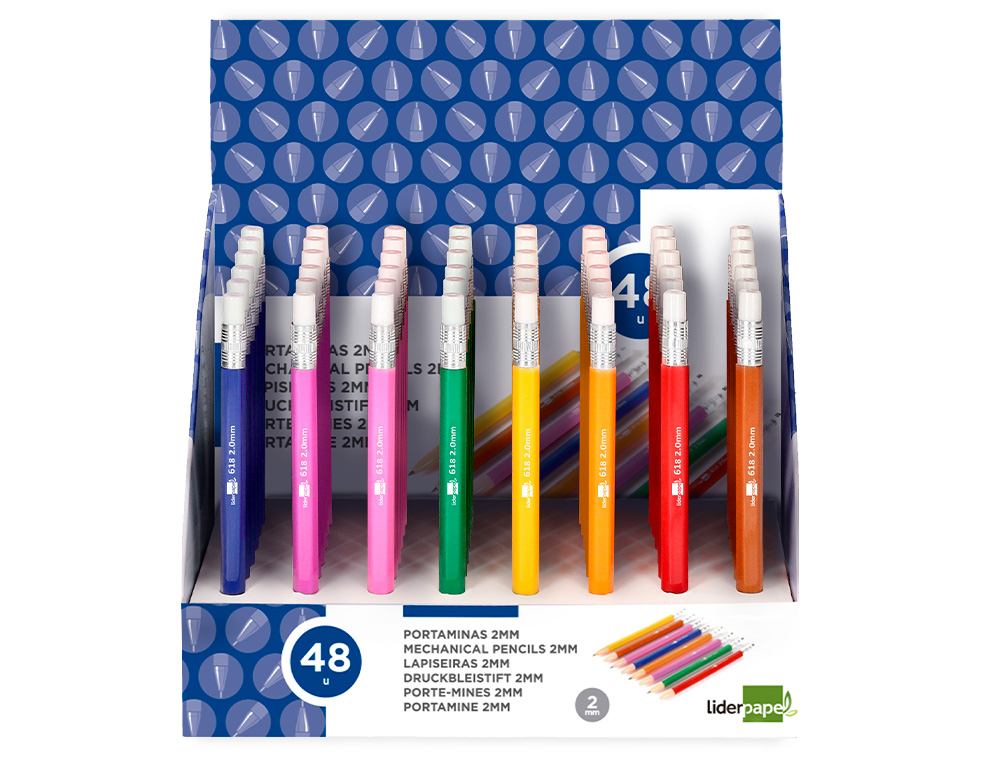 Lapiseira liderpapel retratil 2mm cores sortidas (48 unidades) ( Imagem 3 de 12 ) - Preview