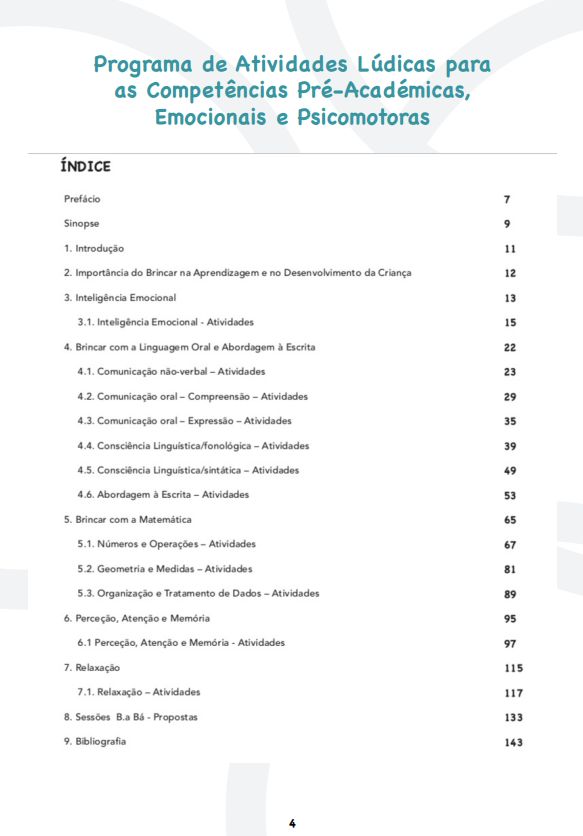 Programa de Atividades Lúdicas para as Competências Pré-Académicas, Emocionais e Psicomotoras ( Imagem 2 de 3 ) - Preview