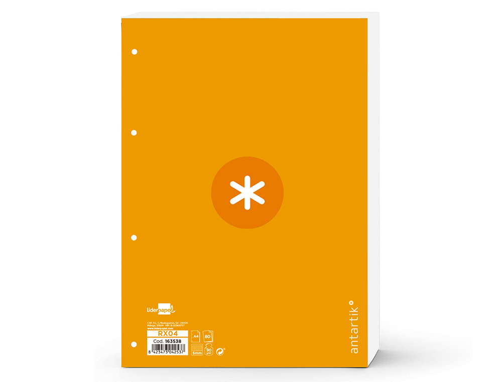 Recarga liderpapel a4 antartik 100 folhas 90g/m2 quadricula 5mm 4 furos 1 banda moldura cor mostarda ( Imagem 4 de 12 ) - Preview