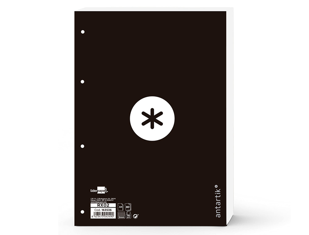 Recarga liderpapel a4 antartik 100 folhas 90g/m2 quadricula 5mm 4 furos 1 banda moldura cor preto ( Imagem 4 de 12 ) - Preview