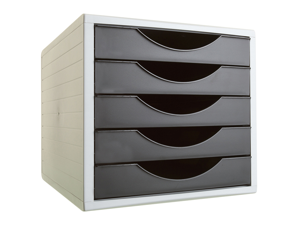 Bloco classificador de gavetas q-connect 5 gavetas cor preto opaco 270x340x260 mm ( Imagem 3 de 3 ) - Preview