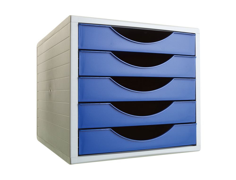 Bloco classificador de gavetas q-connect 5 gavetas cor azul opaco 270x340x260 mm ( Imagem 3 de 5 ) - Preview
