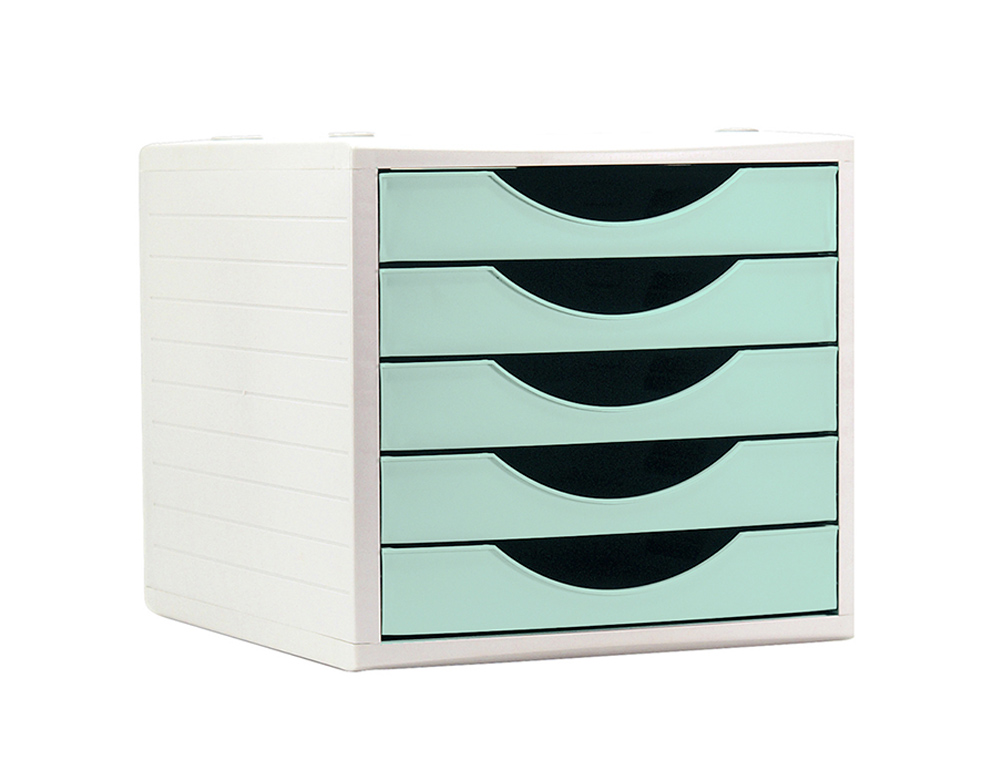Bloco classificador de gavetas q-connect 5 gavetas cor verde pastel 270x340x260 mm ( Imagem 2 de 2 ) - Preview