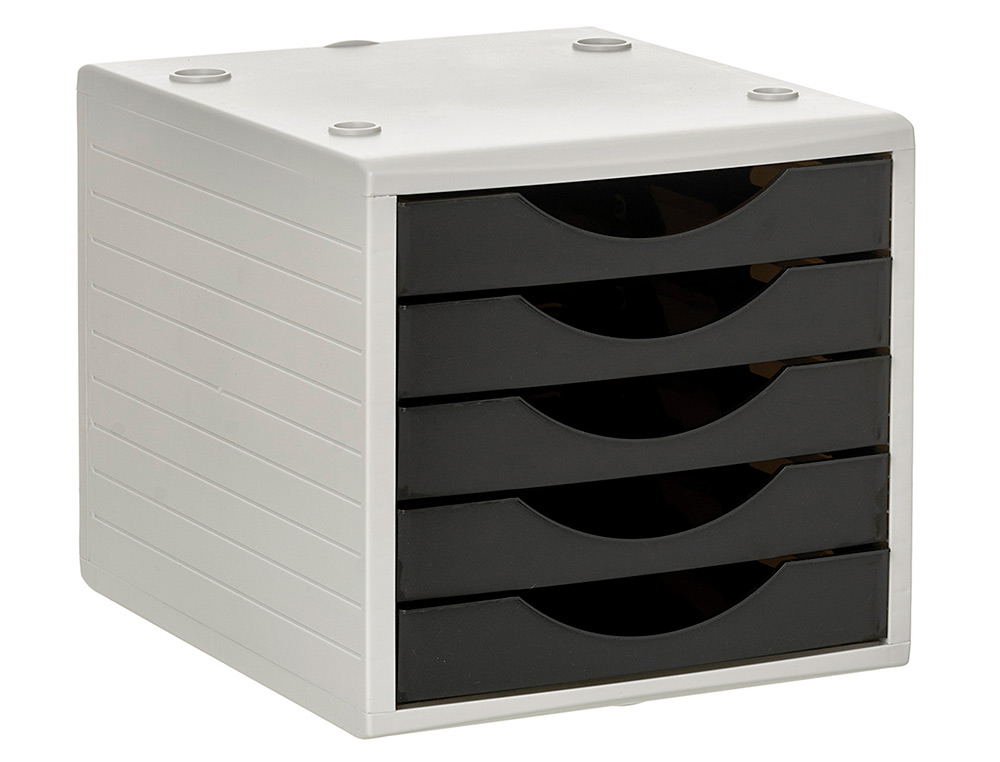 Bloco classificador de gavetas q-connect 5 gavetas cor preto opaco 270x340x260 mm ( Imagem 2 de 3 ) - Preview