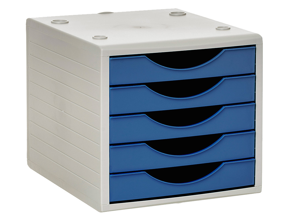 Bloco classificador de gavetas q-connect 5 gavetas cor azul opaco 270x340x260 mm ( Imagem 2 de 5 ) - Preview