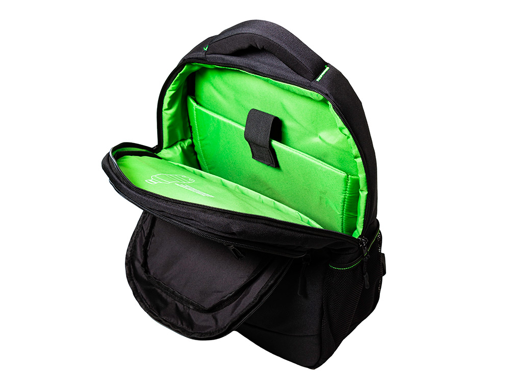 Mochila para portatil q-connect 15,6/' preta 1 asa 2 bolsos exteriores medidas 320x430x140 mm fabricada em rpet ( Imagem 3 de 7 ) - Preview