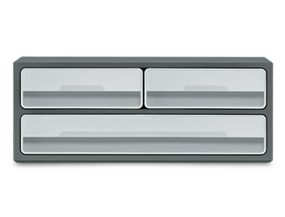 Bloco classificador de gavetas cep moov up reciclado 80% 3 gavetas cor cinza 275x369x146 mm ( Imagem 2 de 5 ) - Preview