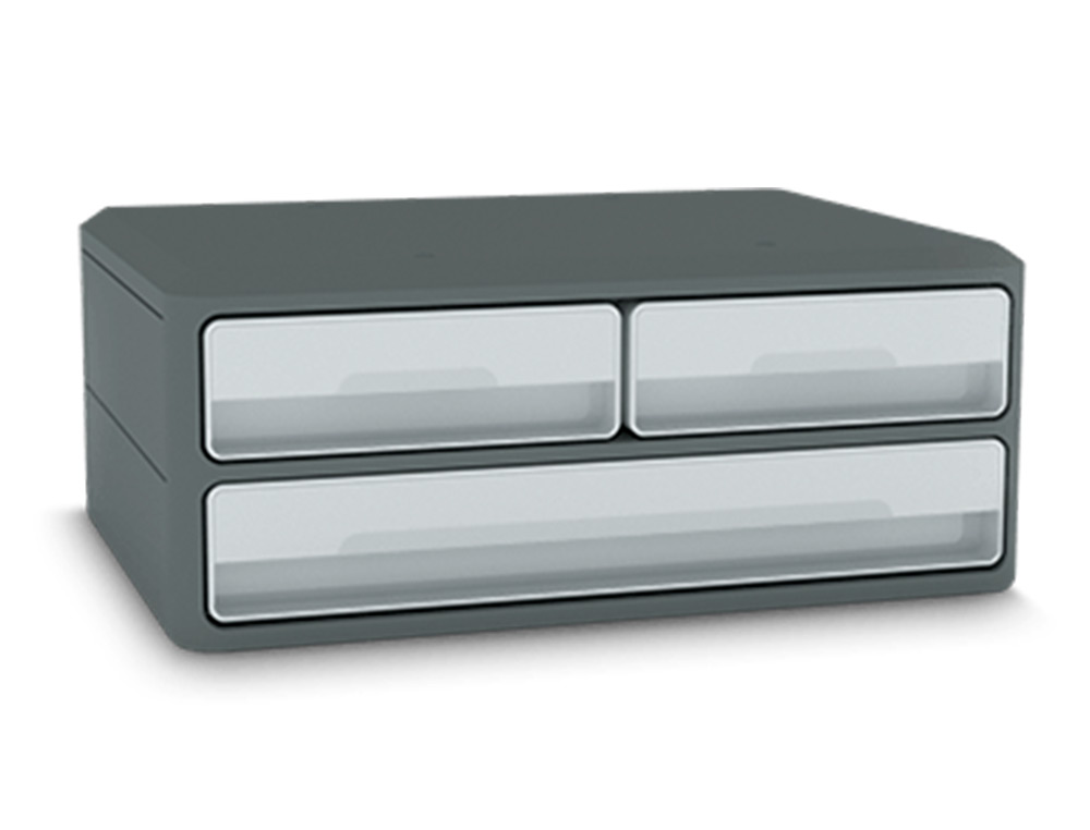 Bloco classificador de gavetas cep moov up reciclado 80% 3 gavetas cor cinza 275x369x146 mm ( Imagem 3 de 5 ) - Preview