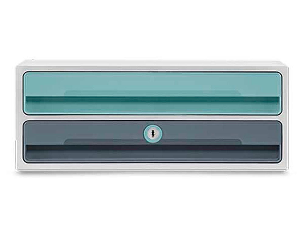 Bloco classificador de gavetas cep moov up reciclado 80% com fechadura 2 gavetas cor azul /cinza 275x369x146 mm ( Imagem 2 de 5 ) - Preview