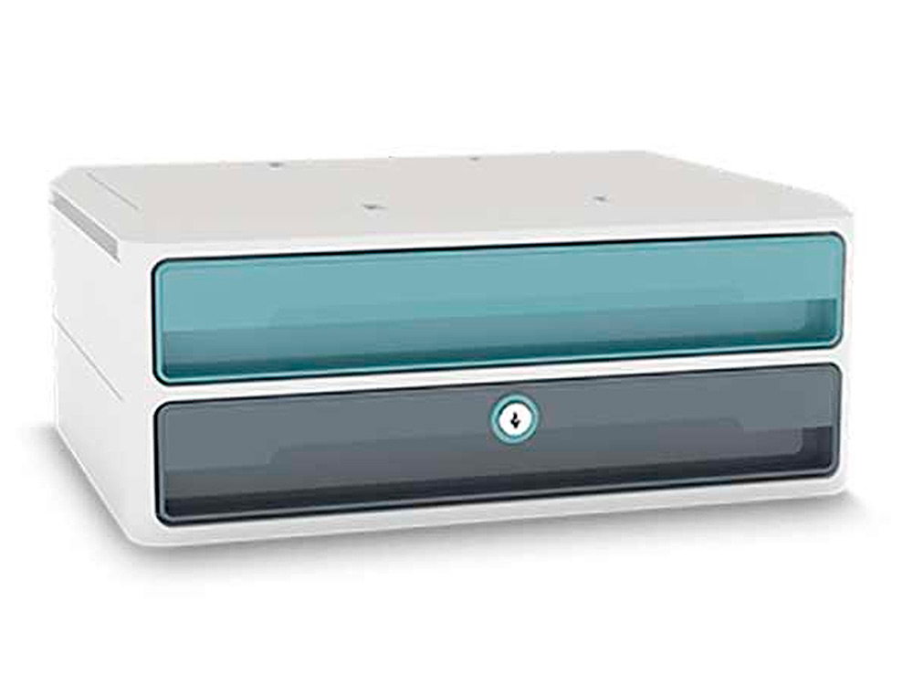 Bloco classificador de gavetas cep moov up reciclado 80% com fechadura 2 gavetas cor azul /cinza 275x369x146 mm ( Imagem 3 de 5 ) - Preview