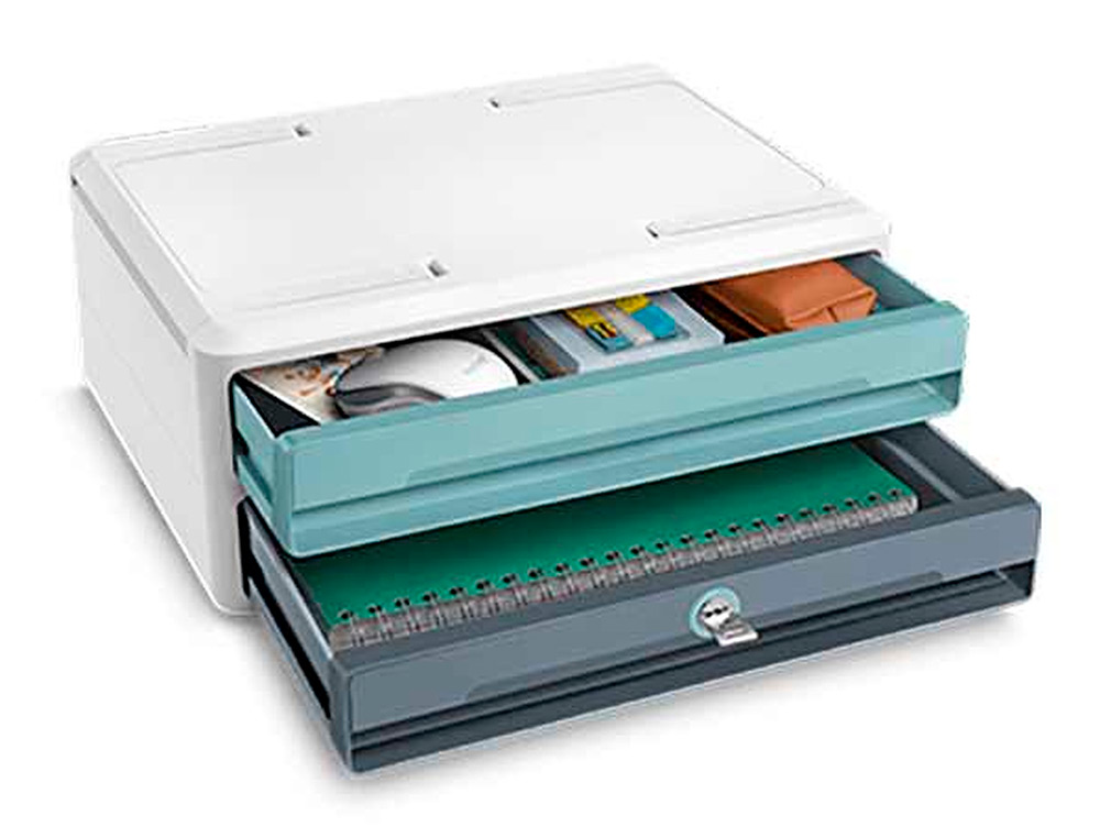 Bloco classificador de gavetas cep moov up reciclado 80% com fechadura 2 gavetas cor azul /cinza 275x369x146 mm ( Imagem 4 de 5 ) - Preview