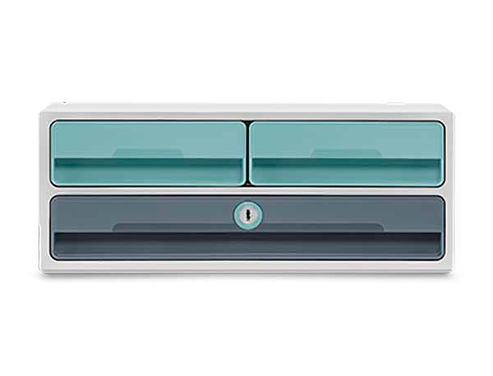 Bloco classificador de gavetas cep moov up reciclado 80% com fechadura 3 gavetas cor azul/cinza 275x369x146 mm ( Imagem 2 de 5 ) - Preview