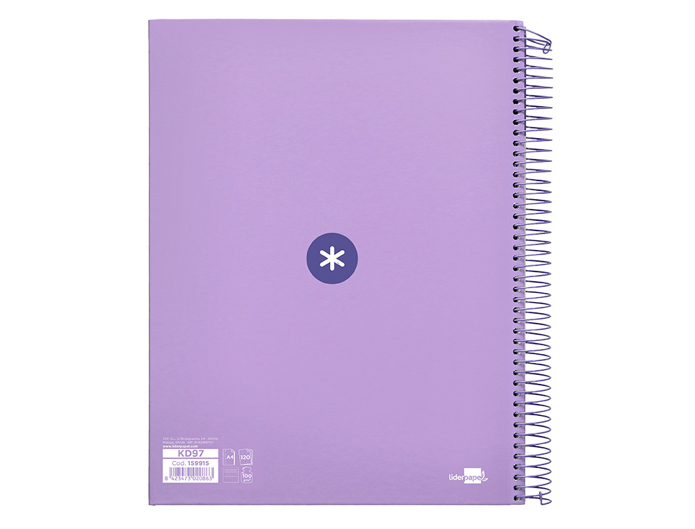 Caderno espiral liderpapel din a4 antartik capa forrada 120f 100 gr pautado 5 bandas 4 furos cor lavanda ( Imagem 5 de 23 ) - Preview