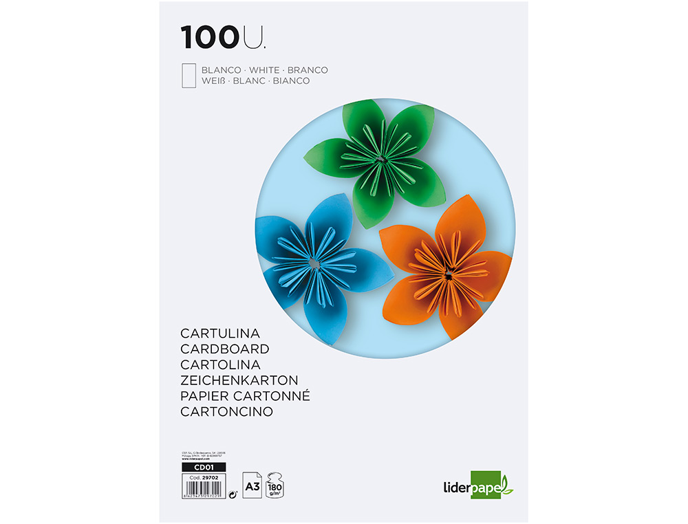 Cartolina liderpapel 180 gr 100 folhas din a3 branco ( Imagem 3 de 19 ) - Preview