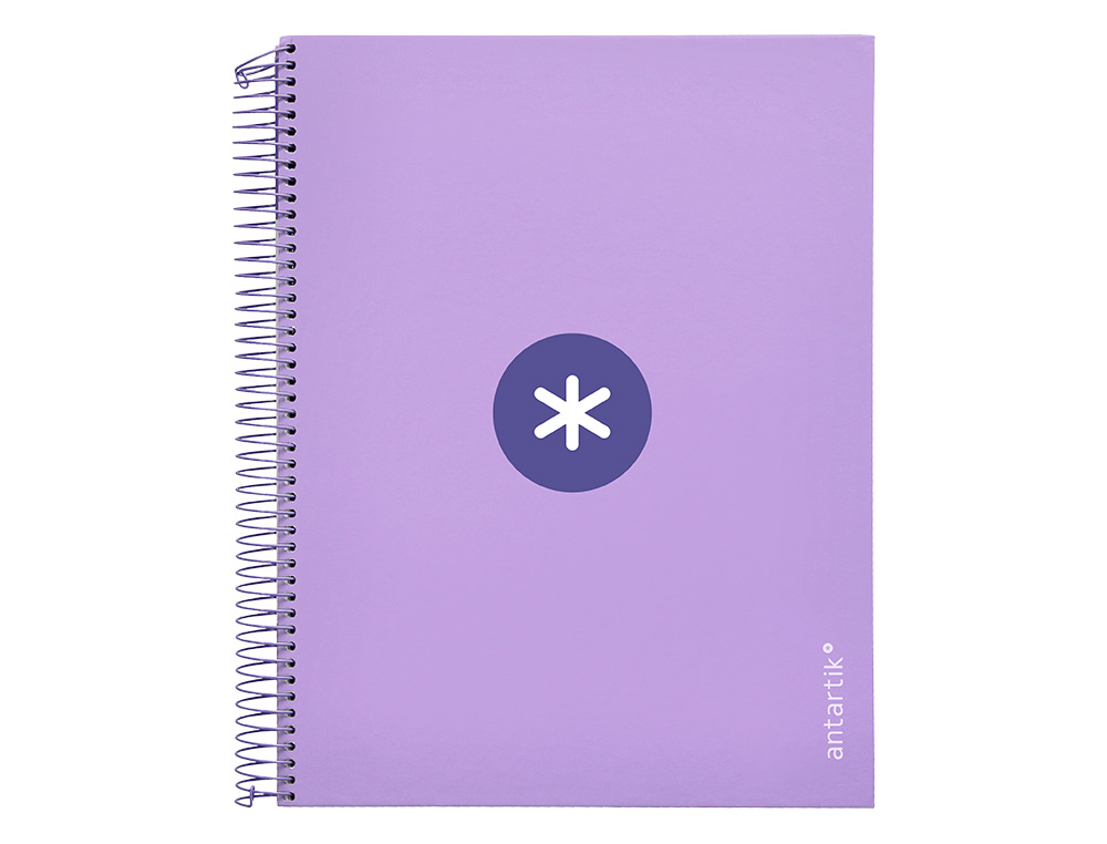 Caderno espiral liderpapel din a4 antartik 120 f 100 gr quadricula 5mm 5 bandas de cores cor lavanda ( Imagem 2 de 21 ) - Preview