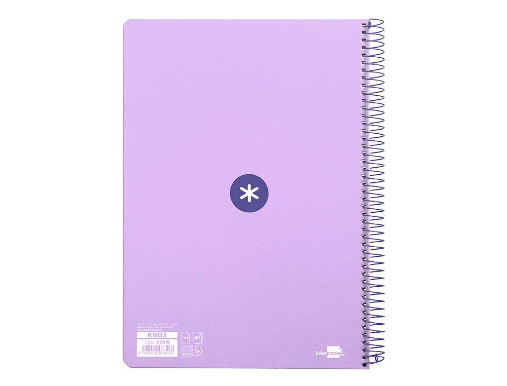 Caderno espiral liderpapel din a4 antartik capa extradura 80 f 100 gr quadricula 5 mm com margem cor lilas ( Imagem 5 de 24 ) - Preview