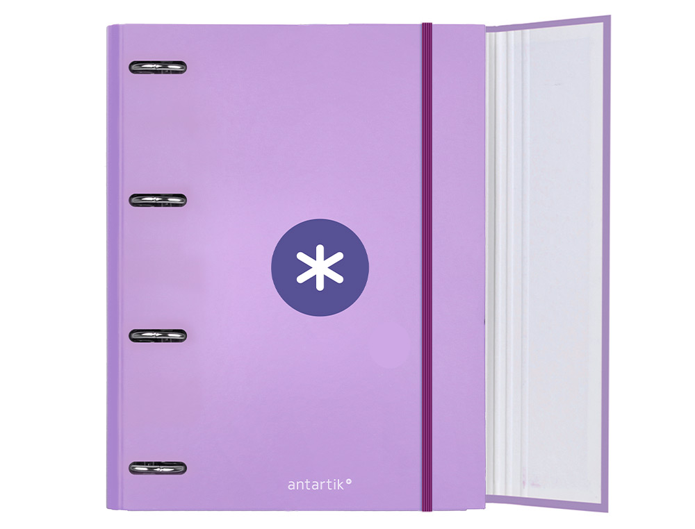 Pasta com recarga e aba liderpapel antartik a4 quadricula 5mm forrada 4 aneis redondos 40mm cor lilas ( Imagem 2 de 30 ) - Preview