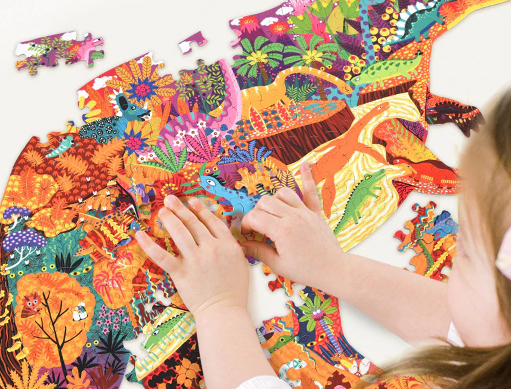 Puzzle mideer mundo de dinossauros com forma animal grande 280 pecas ( Imagem 3 de 4 ) - Preview